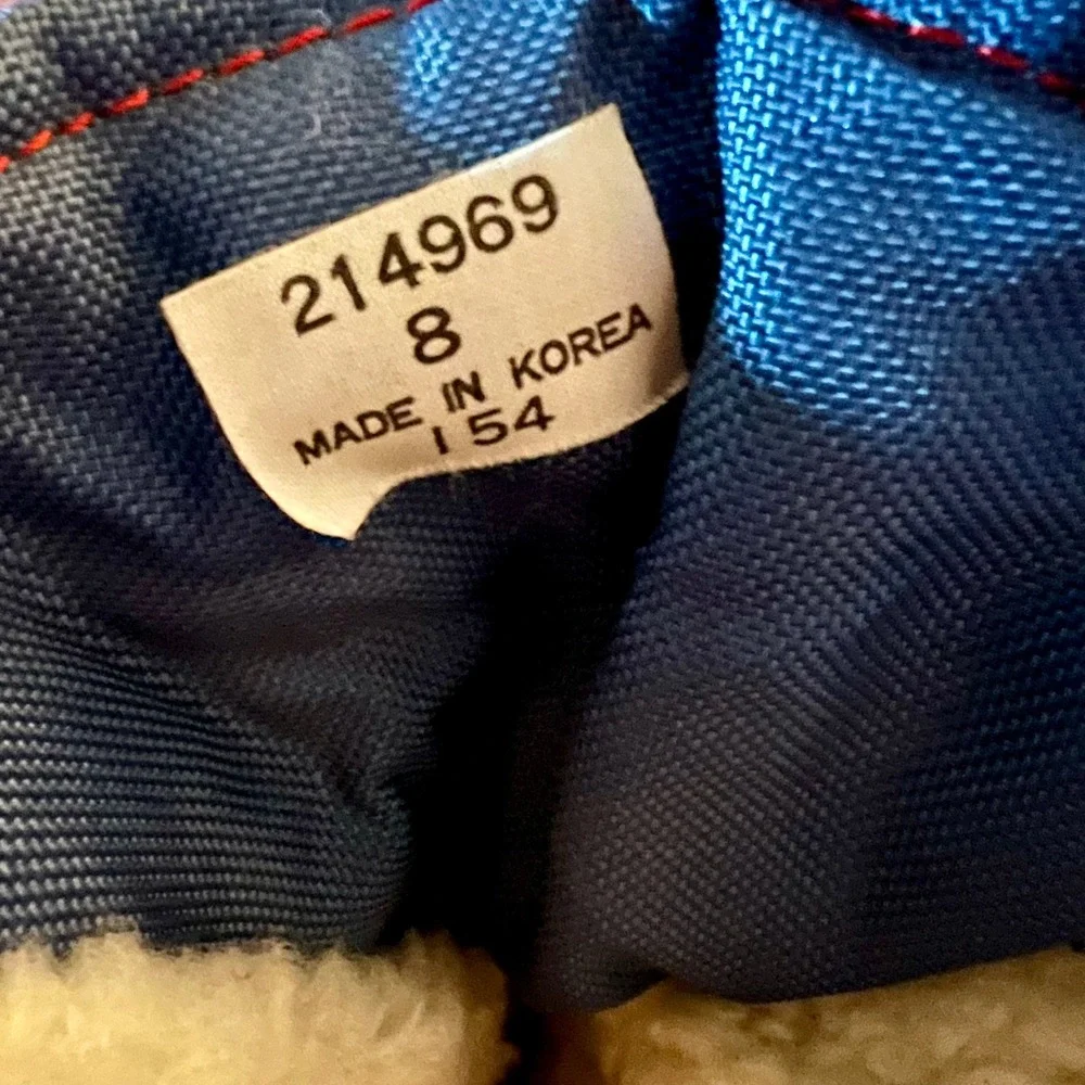 Lands End Vintage‎ 80s Duck Boots Womens 8 Red Blue Leather Trim Shearling Lined